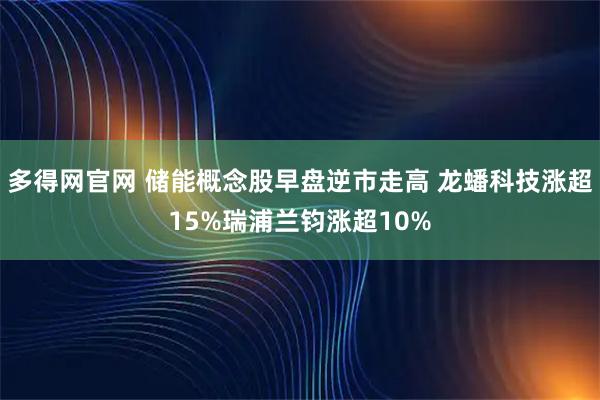 多得网官网 储能概念股早盘逆市走高 龙蟠科技涨超15%瑞浦兰钧涨超10%