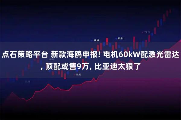 点石策略平台 新款海鸥申报! 电机60kW配激光雷达, 顶配或售9万, 比亚迪太狠了